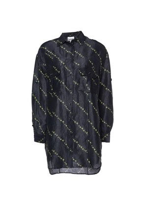 GANNI floral-print sheer shirt - Black