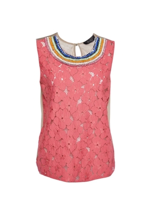 Max Mara floral lace embellished top - Pink