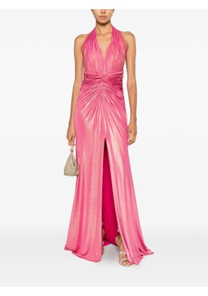 Allure ruched metallic-effect dress - Pink