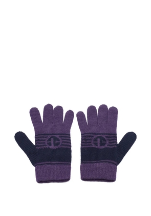 Emporio Armani Pre-Owned logo-intarsia knit gloves - Purple