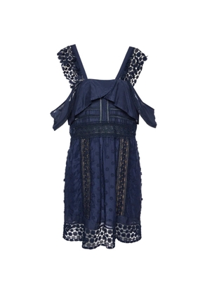 Self-Portrait lace paneled midi dress - Blue