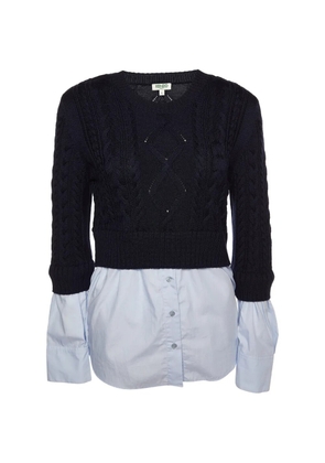 Kenzo Pre-Owned shirt-insert knit sweater - Blue
