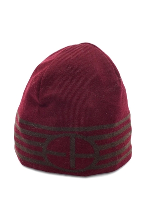 Emporio Armani Pre-Owned striped beanie hat - Red