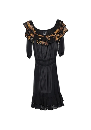 Just Cavalli Vintage midi tiered printed dress - Black