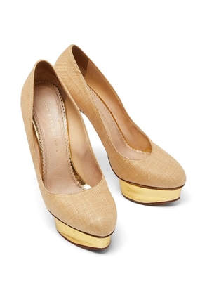 Charlotte Olympia Dolly raffia pumps - Brown