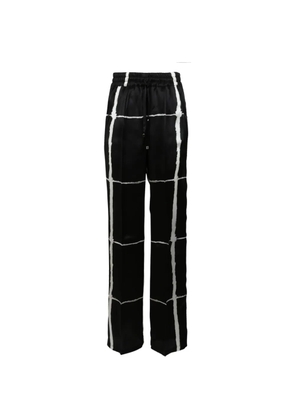 Kiton grid-print drawstring trousers - Black
