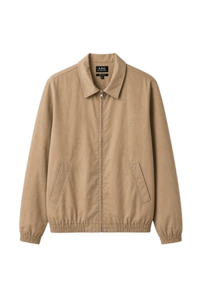 A.P.C. logo-embroidered zip-up jacket - Neutrals