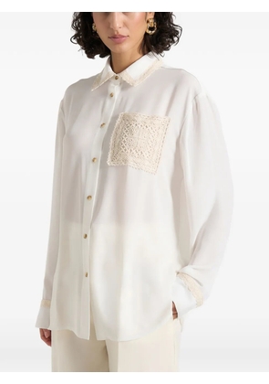 Manière De Voir Mya crochet-detail georgette shirt - White