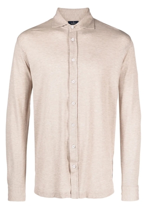 Barba long-sleeve cotton shirt - Neutrals