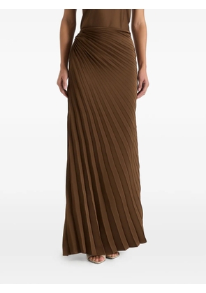 Manière De Voir Fiona in brown satin fan-pleat maxi skirt