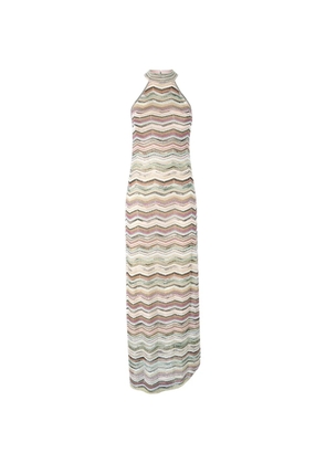 Missoni zigzag-knit halterneck dress - Neutrals