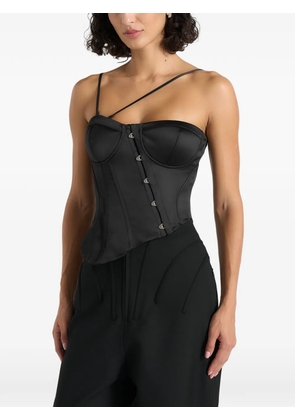 Manière De Voir Aurelia asymmetric satin corset top - Black