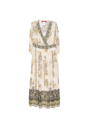 'S Max Mara graphic-print V-neck dress - Neutrals