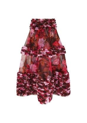 ZIMMERMANN midi Luna ruffled silk skirt - Brown