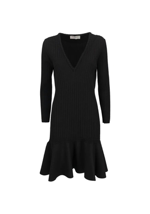 Saint Laurent Pre-Owned ribbed-knit ruffled midi dress - Black