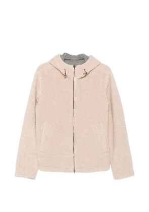 Herno fleece-texture hooded jacket - Neutrals