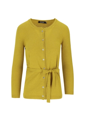 La-Rose belted button-up cardigan - Yellow