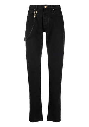Emporio Armani leather-strap straight-leg jeans - Black
