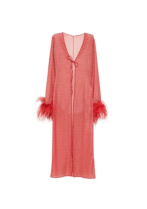 Oséree feather-trim beach cover-up - Red