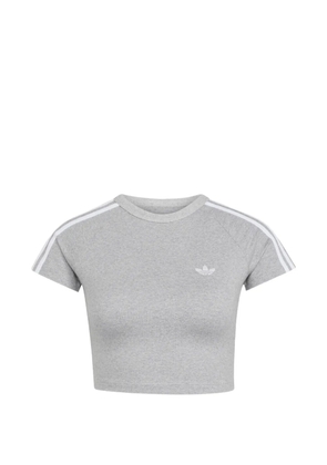 adidas logo-embroidered striped T-shirt - Grey