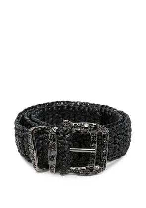 Ermanno Scervino crystal-embellished woven belt - Black