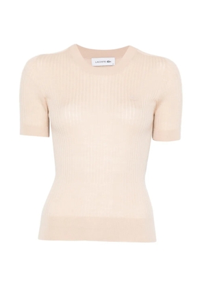 Lacoste ribbed logo-patch T-shirt - Neutrals