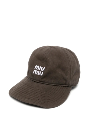 Miu Miu logo-embroidered drawstring baseball cap - Brown