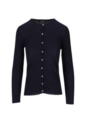 La-Rose ribbed-knit round-neck cardigan - Blue
