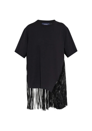 Sportmax fringed-detailing asymmetric T-shirt - Black