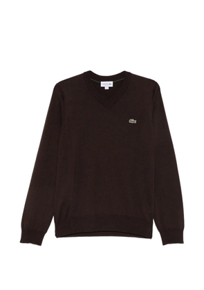 Lacoste logo-patch V-neck sweater - Brown