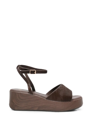 exè pony-hair wedge sandals - Brown