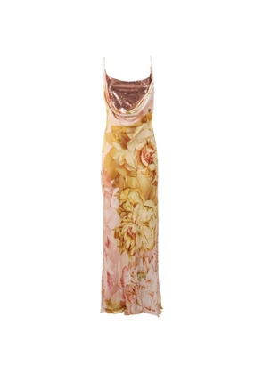 Clips sequin-embellished floral-print maxi dress - Pink