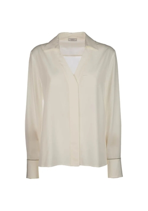 Peserico V-neck long-sleeve blouse - Neutrals