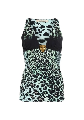 Roberto Cavalli sleeveless leopard-print top - Green