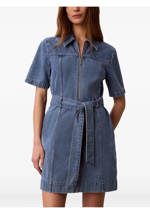 Calvin Klein belted zip-up denim mini dress - Blue