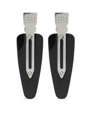 Balenciaga logo-engraved hair clips - Black