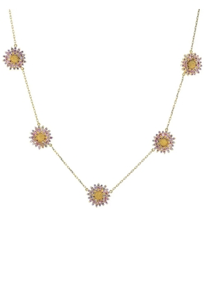 Tanya Farah 18K yellow gold Daisy pink sapphire necklace