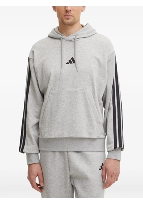 adidas logo-embroidered striped-sleeve hoodie - Grey