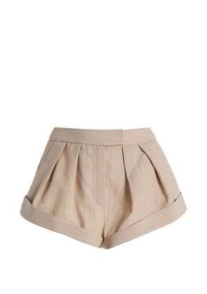 LaQuan Smith pinstripe-pattern pleated shorts - Neutrals