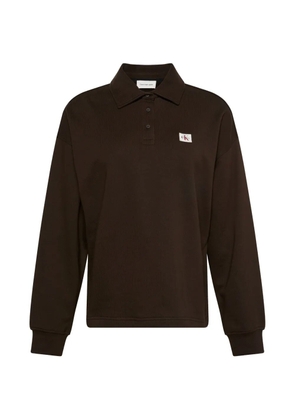 Calvin Klein logo-patch long-sleeved polo shirt - Brown