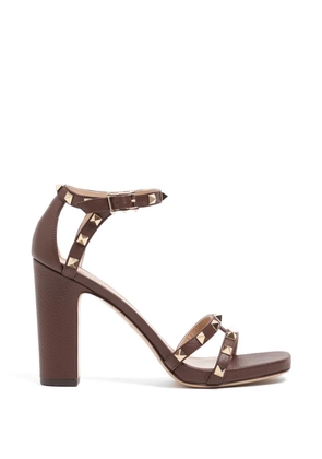 Valentino Garavani Rockstud sandals in elk print calfskin 100mm - Brown