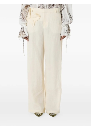 Blumarine butterfly-appliqué trousers - Neutrals