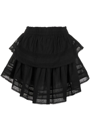 LoveShackFancy ruffled cotton mini skirt - Black