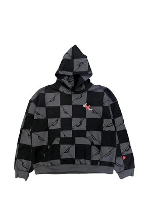 ANTI PROMO 99 Eyes checkered-pattern graphic-print hoodie - Black