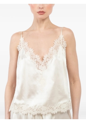 DÔEN lace-detail V-neck top - Neutrals