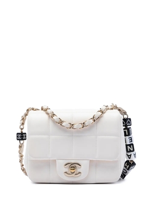 CHANEL Pre-Owned 2021-2026 Mini Quilted Lambskin Resin Crystal Square Monacoco Flap crossbody bag - White