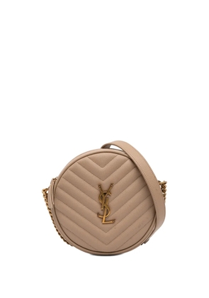 Saint Laurent Pre-Owned 2021 Grain De Poudre Chevron Round Vinyle Camera Bag crossbody bag - Neutrals
