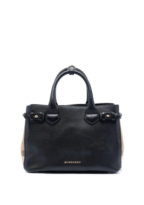 Burberry Pre-Owned 2000-2017 Small House Check and Leather Banner satchel - Black