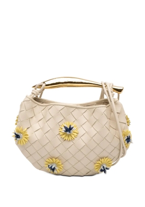 Bottega Veneta Pre-Owned 2021-2026 Baby Lambskin Intrecciato Floral Sardine satchel - White