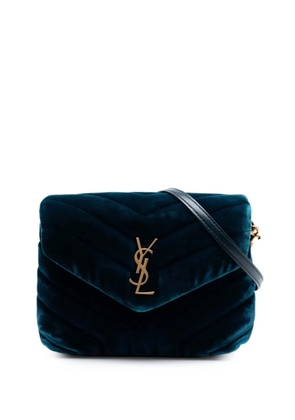 Saint Laurent Pre-Owned 2018 Small Matelasse Velvet Monogram LouLou shoulder bag - Blue